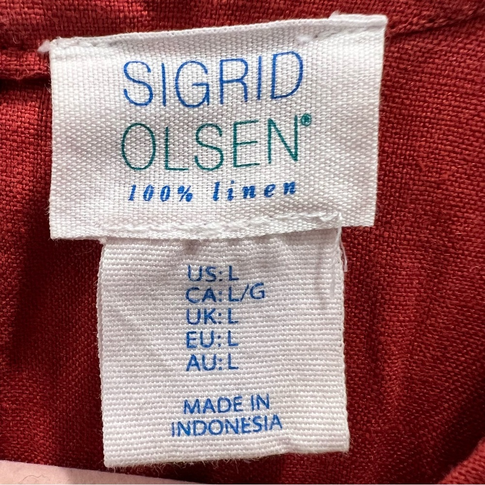 Sigrid Olsen Halter Dress Linen Size Small Above The Knee Rust Red High Neck - Picture 5 of 9